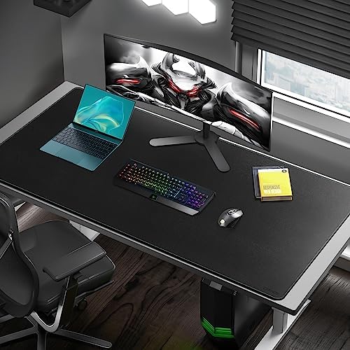 CENNBIE Leather Desk Pad Large, 55.1" x 27.5" Desk Mat Protector (Black)