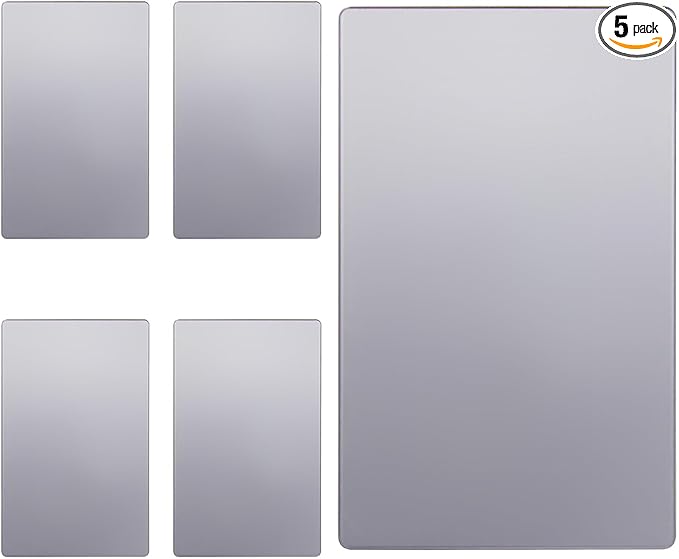 ENERLITES Screwless Blank Wall Plate, Child Safe Blank Device Outlet Cover, Standard Size, 1-Gang 4.68" x 2.93", Polycarbonate Thermoplastic, UL Listed, SI8801-SV-5PCS, Glossy, Silver, 5 Pack