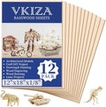 12 Pack Basswood Sheets for Crafts 12 x 18 x 1/8 in, 3mm Thick Unfinished Plywood for Laser Cutting & Engraving, DIY Ornaments and Architectural Model