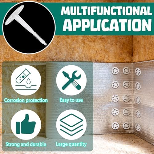 Wonderjune 250 Pcs 4" Plastic Insulation Masonry Fasteners 2.4" Washers Heavy Duty Plastic Concrete Anchors Pins Rigid Foam Board Insulation Fasteners for Concrete, Brick, Masonry Walls