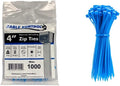 Kable Kontrol Cable Zip Ties, 4 Inch, 1000 Pcs, 18lbs Test, Blue | Nylon Plastic, Self Locking, UL Listed, Indoor Use