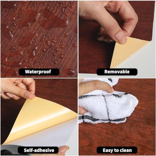 GSCIT Club Wood Tape, 2.4 inch X 15ft Self Adhesive Cherry Wood Grain Repair Tape Cherry Repair Patch for Tables, Chairs, Baseboards, Doors, Windows