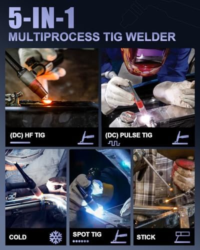 AZZUNO Cold TIG Welder With Pulse 180A, 5-in-1 TIG Welding Machine