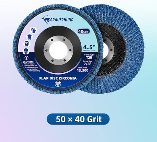 50 Pack Flap Discs 40 Grit 4 1/2" x 7/8" for Angle Grinder, T29 Flap Sanding Discs, 4 1/2 Inch Grinding Wheels, Zirconia Grinding Discs for Metal, Wood, and Stainless Steel Finishing