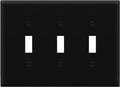 ENERLITES Triple Light Switch Wall Plate, Toggle Switch Plate, Gloss Finish, 3-Gang Mid-Size 4.88" x 6.77", Unbreakable Polycarbonate Thermoplastic, UL Listed, 8813M-BK, Black