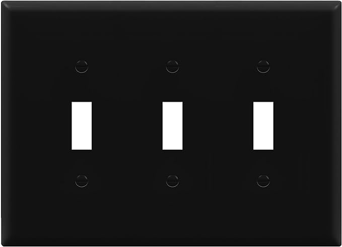 ENERLITES Triple Light Switch Wall Plate, Toggle Switch Plate, Gloss Finish, 3-Gang Mid-Size 4.88" x 6.77", Unbreakable Polycarbonate Thermoplastic, UL Listed, 8813M-BK, Black