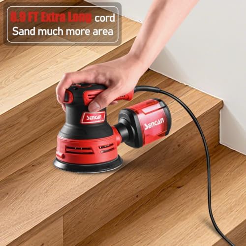5" Electric Random Orbital Sander, 6 Variable Speeds Power Palm Sander with Vacuum Dust Collector for Hand Woodworking, Refinish Furniture