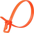RETYZ 12-Inch Fluorescent Orange Reusable Releasable Cable Ties – 100 Pack, 50 lb Strength, Patented Quick-Release, Tool-Free Design for Home, Office, and Light Industrial Use