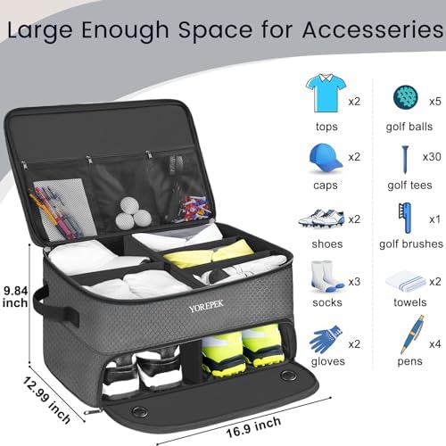 YOREPEK Golf Gifts for Men, 2 Layer Golf Trunk Organizer for 2 Pair Shoes