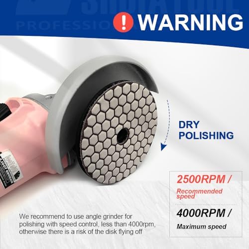 SHDIATOOL 5 Inch Dry Diamond polishing Pads Grit 1500 for Granite Marble Quartz(7-Pack)