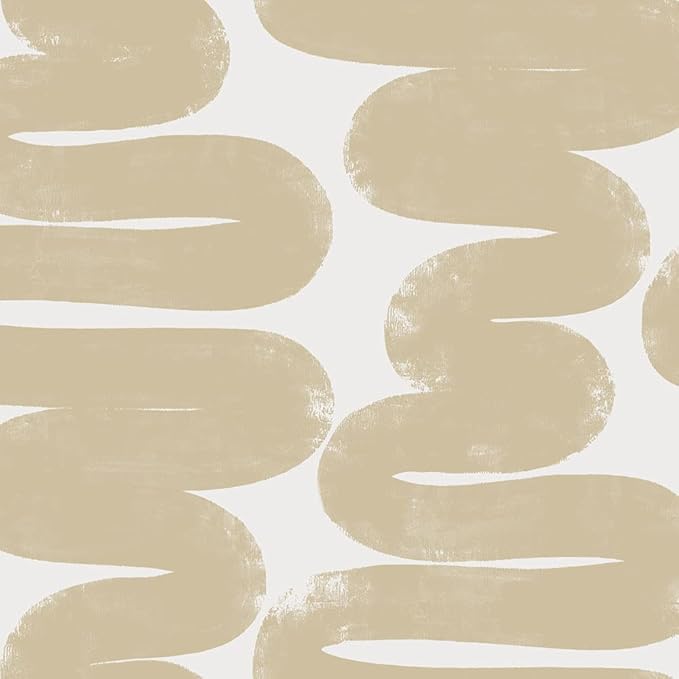 Tempaper x Bobby Berk Beige & White Wiggle Room Removable Peel and Stick Wallpaper, 20.5 in X 16.5 ft, Made in The USA