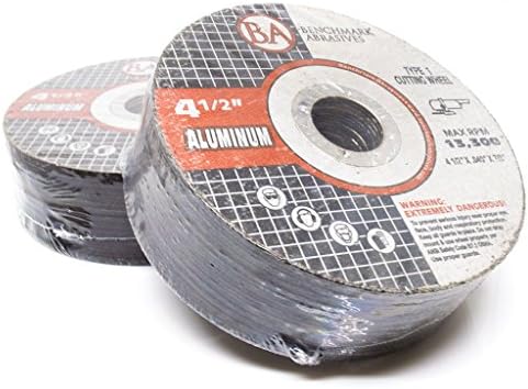 Benchmark Abrasives Grinder Cut Off Wheels 4 1/2 Inch Aluminum Oxide Thin Type 1 Angle Grinder Cutting Disc for Aluminum, Copper - with 7/8" Arbor Hole, Fast Grinder Cutting Wheel - 50 Pack