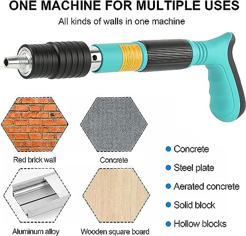 Concrete Nail Gun Kit with 110pcs 7.3mm Nails, 5 Speed Adjustable
