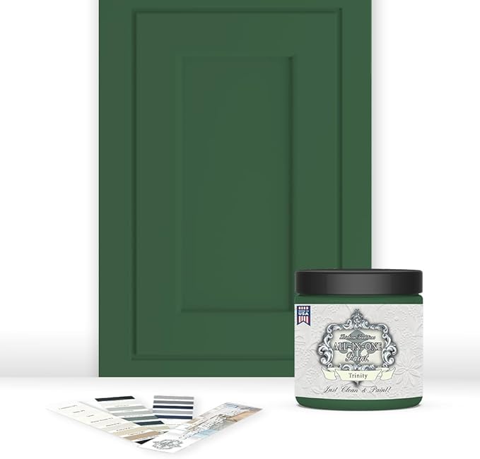 ALL-IN-ONE Paint by Heirloom Traditions, Trinity (Green), 8oz Sample - Durable cabinet and furniture paint. Built in primer and top coat, no sanding needed. Includes our 30 featured color card.