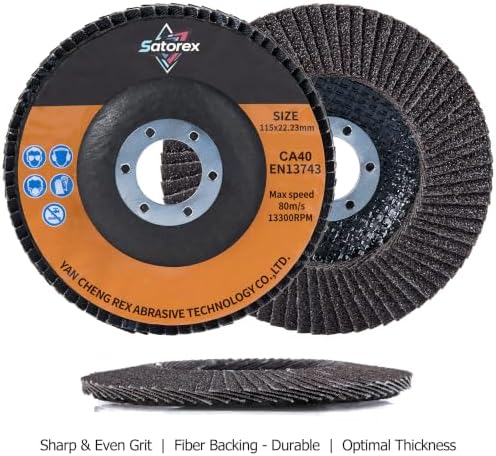 40 Pack 4.5" x 7/8" Premium Calcined Alumina Flap Disc, 60 Grit Type 29, 4 1/2 for Angle Grinder, Flap Sanding Disc for Stainless Steel, Metal, Wood