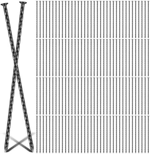 Nuenen 350 Pack 6 Inch Spiral Metal Garden Stakes Landscape Spikes Artificial Turf Stakes Landscape Edging Anchoring Spikes Heavy Duty Galvanized Grass Nails for Artificial Turf Paver Edges (Black)
