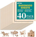 40 Pack Basswood Sheets for Crafts,12"x12"x1/8" 3mm Thick Plywood Sheets with Smooth Surfaces-Unfinished Squares Wood Boards for Laser Cutting, Wood Burning, Architectural Models, Staining
