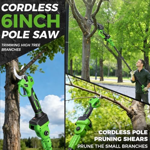 4-in-1 Electric Pole Saw&Pruning Shear Combo, 6" Pole Saw for Tree Trimming