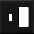 ENERLITES Combination Toggle Light Switch/Decorator Light Switch Plate, Double Switch Wall Plate, Standard Size 2-Gang 4.50" x 4.57", Polycarbonate Thermoplastic, 881131-BK, Black