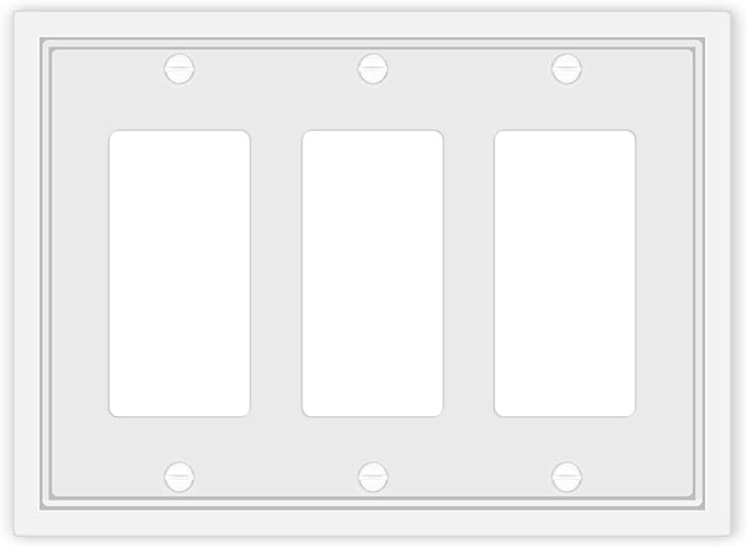 Triple Decorator Light Switch Cover Plate White Classic Decorative Rocker Switch Plates Cover 3-Gang Wall Plate Cover for Decorator, Duplex