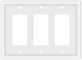 Triple Decorator Light Switch Cover Plate White Classic Decorative Rocker Switch Plates Cover 3-Gang Wall Plate Cover for Decorator, Duplex