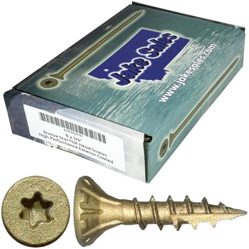8 x 3/4" Bronze Coated Exterior Coated - ACQ Compatible Multipurpose Wood Screw -Torx/Star Drive Flat Head - 5 POUNDS - 1905 Screws