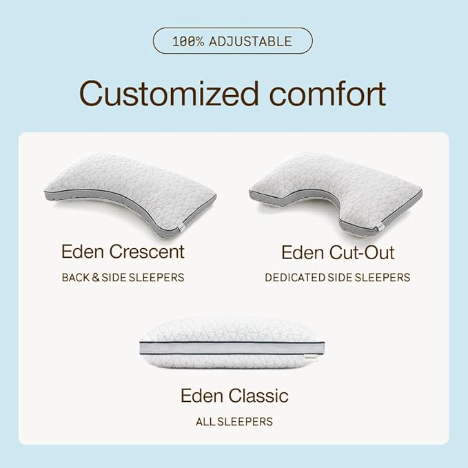 Coop Home Goods Eden Cut-Out Bed Pillow for Side Sleepers, King Size, Adjustable Medium Soft Memory Foam Cooling Pillow with Ergonomic Shoulder Cut-Out, CertiPUR-US/GREENGUARD Gold