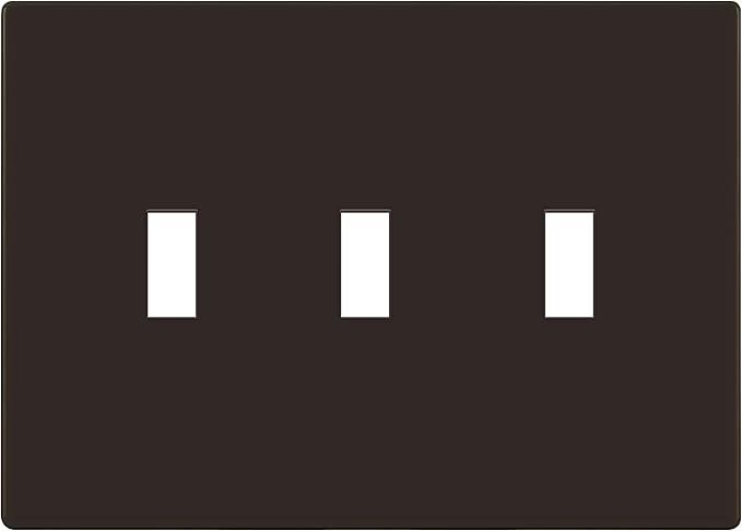 ENERLITES Screwless Triple Toggle Switch Wall Plate, Child Safe Light Switch Cover, Standard Size 3-Gang 4.68" x 6.53", Unbreakable Polycarbonate Thermoplastic, UL Listed, SI8813-BR, Glossy, Brown