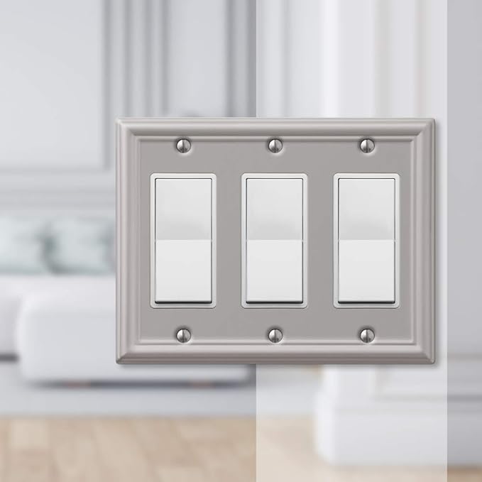 Amerelle 149RRRBN Triple Rocker-GFCI Wallplate, Brushed Nickel