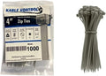 Kable Kontrol Cable Zip Ties, 4 Inch, 1000 Pcs, 18lbs Test, Gray | Nylon Plastic, Self Locking, UL Listed, Indoor Use