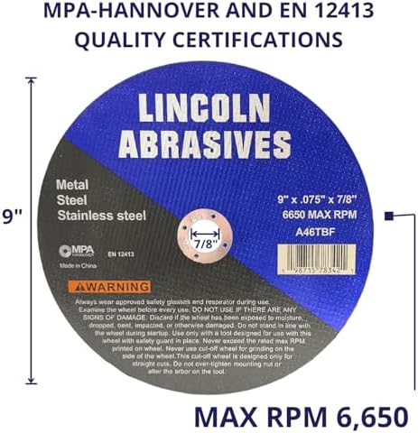 400-Pack 9" x .075" x 7/8" Cut-Off Wheel Metal & Stainless Steel