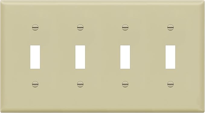ENERLITES Toggle Light Switch Wall Plate, Gloss Finish, Size 4-Gang 4.50" x 8.19", Unbreakable Polycarbonate Thermoplastic, 8814-I, Ivory