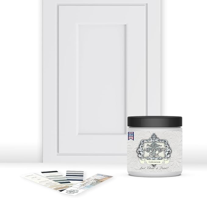ALL-IN-ONE Paint by Heirloom Traditions, Colosseum (White with Soft Gray Undertones), 8oz Sample - Durable cabinet and furniture paint. Built in primer and top coat, no sanding needed. Includes our 30