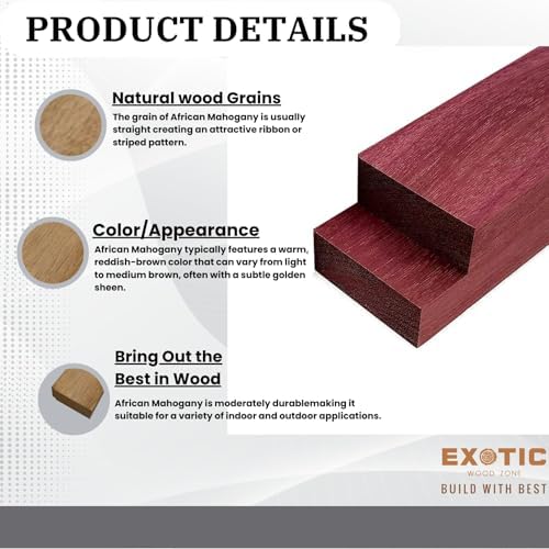 4 Pieces Purpleheart Exotic Hardwood Lumber Boards 3/4" x 2" x 24" | Kiln-Dried Wood for Crafting, Turning & Woodworking Projects by Exotic Wood Zone