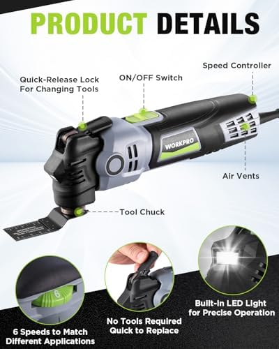 WORKPRO 400W Corded Oscillating Multi-Tool Kit