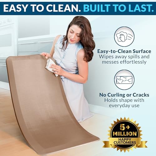 ComfiLife Anti Fatigue Floor Mat – 3/4 Inch Thick Kitchen Mats for Floor, Standing Desk Mat, Kitchen Rug – Comfort at Home, Office – Durable – Stain Resistant – Non-Slip Bottom (20" x 39", Beige)
