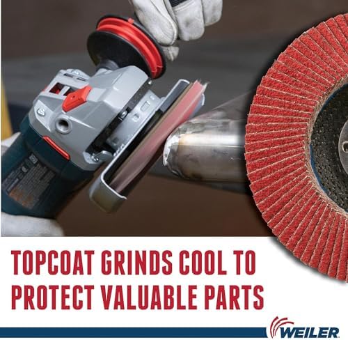 Weiler 50132 Saber Tooth 7/8" Arbor, 4-1/2" Diameter, 80 Grit, Ceramic, Phenolic Backing, Flat High Density Abrasive Flap Disc (Pack of 10)