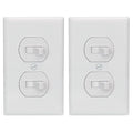 Baomain 2-Pack Double Toggle Light Switch with Wall Plate,15 Amp 125V Two Single Pole Residential Grade,On/Off Electrical Wall Switch Self-grounding, Glossy White ETL Certified