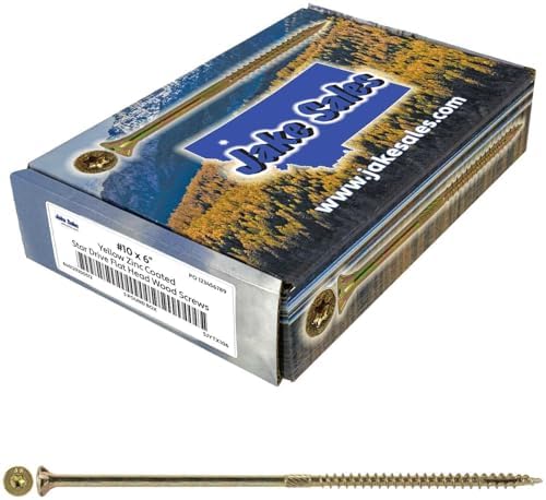 Jake Sales #10 X 6 Gold Star Wood Screw Torx/Star Drive Flat Head - 5 POUNDS Approx. 165 Screw Count - Multipurpose Wood Screws