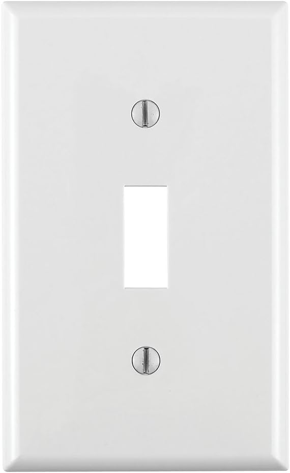 Leviton 1-Gang Toggle Device Switch Wallplate, Standard Size, Thermoplastic Nylon, Device Mount, 80701-W, White