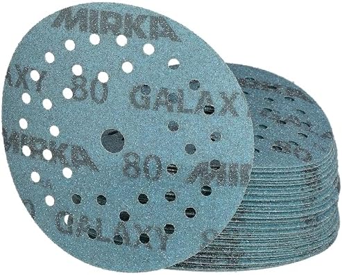 Mirka Galaxy Multifit 5 Inch Ceramic Sandpaper, 80 Grit Hook & Loop 50 Pack