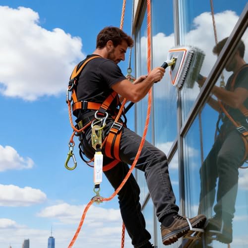 Rope Harness Safety Lanyard 100FT, Roofing Fall Protection Rope
