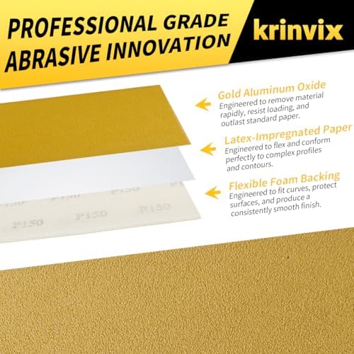 Pre-Cut Foam Back Sanding Sheets Roll, 4.5" x 27 Yards - 200 Perforated Sheets, 180 Grit Flexible Hand Sanding Paper for Wood, Metal, Auto Body, Paint, Curved Surface