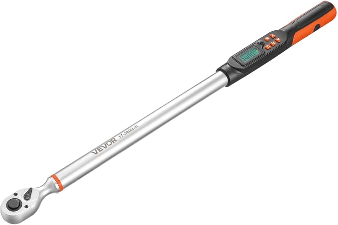 VEVOR Torque Wrench Set 1/2" Drive Digital Torque Wrench 4 Display Units, ±2% Accuracy, LCD Screen, with Buzzer and LED Indicator, with Sockets, Extension Bar, Adapter, for Automotive Repair