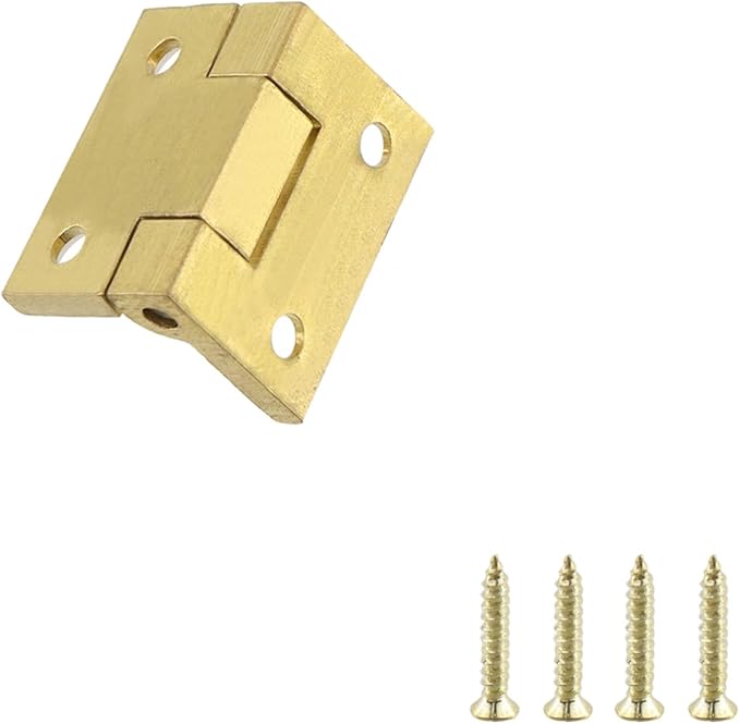 6Pcs Mini Solid Brass Cabinet Drawer Hinges, 90 Degree Small Butt Hinges Connectors for Jewelry Gift Box Wooden Case Delicate Boxes Doll House Model Making Folding Pages (1 Inch)