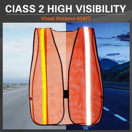 Haysandy 10 Pcs High Visibility Vest Reflective Safety Vest,Orange