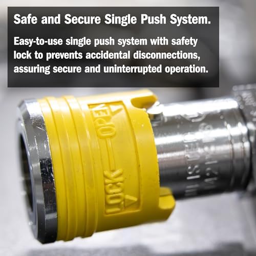Koike Welding Inert Couplers, Regulator to Hose, Safe Welding Disconnect, Single Push Secure Locking System.