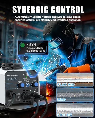 AZZUNO 3 in 1 MIG Welder 110V, 135A Flux Core MIG/Lift TIG/Stick Welding