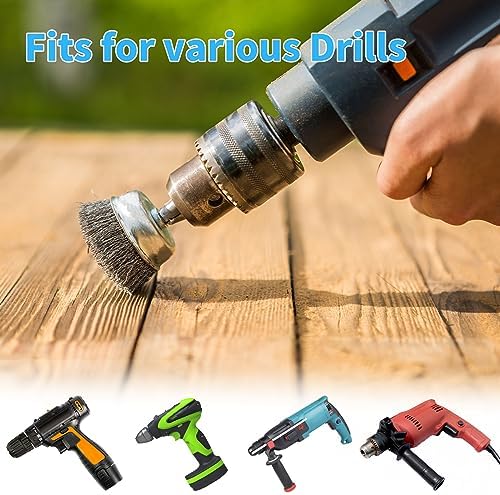 20 Pack 2 Inch Wire Cup Brush with 1/4-Inch Hex Shank, Wire Drill Brush Set