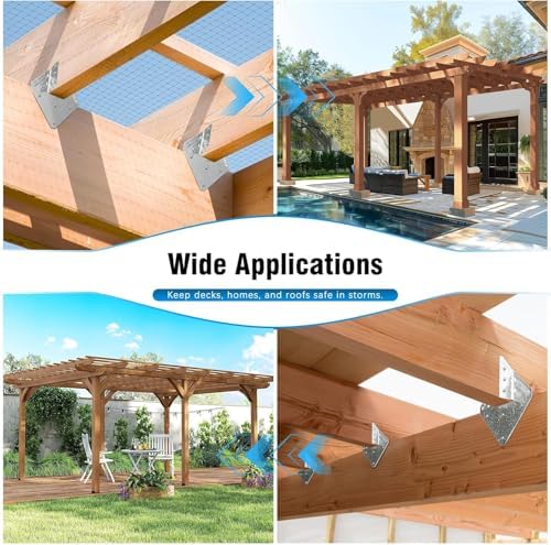 65Pack 18-Gauge Hurricane Ties for Rafters Shed Roof, Heavy Duty Galvanized Hurricane Straps Rafter Ties Brackets for Deck Pergola, Joist Hangers Fits Standard 2X Lumber (Actual 1-1/2" Thick)
